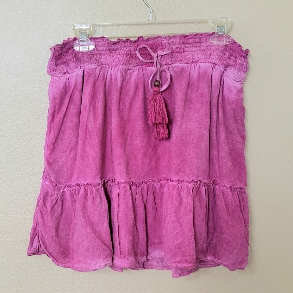 Anthropologie Pilcro Giulia Tie Dye Fuchsia Tiered Mini Skirt - Size Small